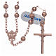 Rosary with shiny and opaque beads in pink silver s2