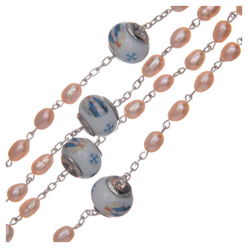 Silver rosary with freshwater pearl and ceramic  beads 3