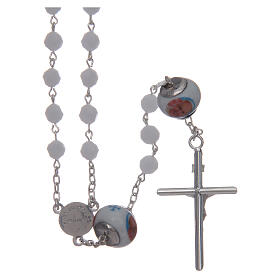Silver rosary with strass and ceramic  beads