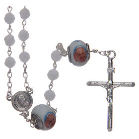 Terços Prata: Terço prata 925 e Swarovski brancos 6 mm e pater Pand