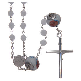 Terços Prata: Terço prata 925 e Swarovski brancos 6 mm e pater Pand