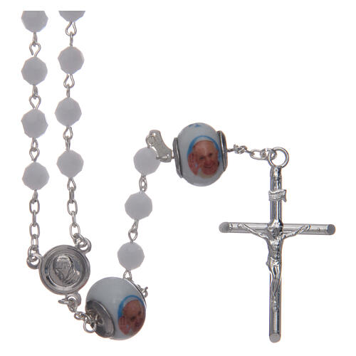 Silver rosary with strass and ceramic  beads 1