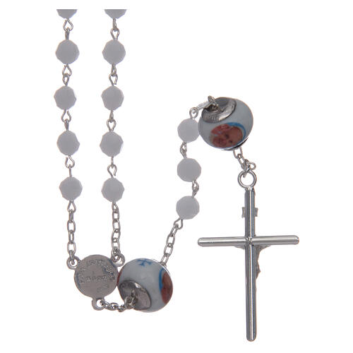 Silver rosary with strass and ceramic  beads 2