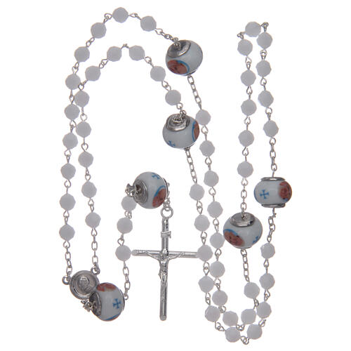Silver rosary with strass and ceramic  beads 4