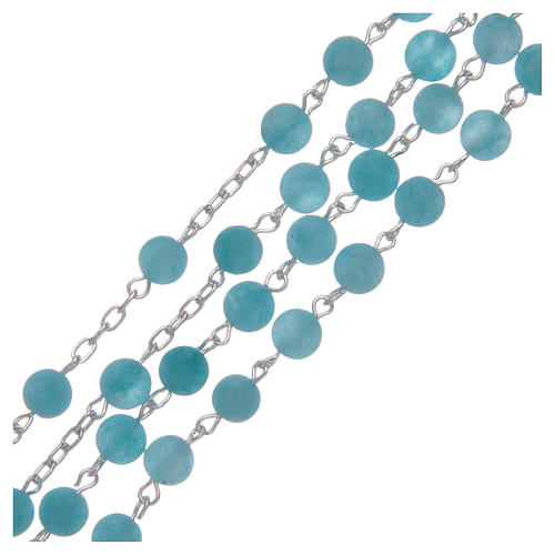 Silver rosary with matte light blue agate beads, 6 mm 3