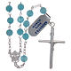 Silver rosary with matte light blue agate beads, 6 mm s2