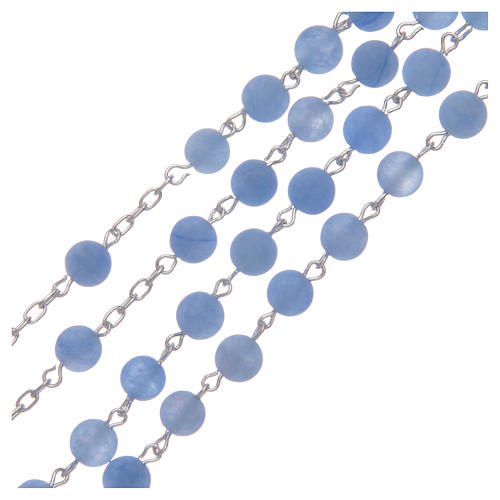 Rosenkranz Silber 925 hellblauen Achat Perlen 6mm 3