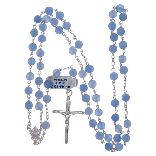 Rosario argento 925 e agata satinata 6 mm azzurro 4