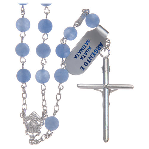 Silver rosary with matte agate beads, 6 mm 2