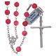 Silver rosary with matte pink agate beads, 6 mm s2