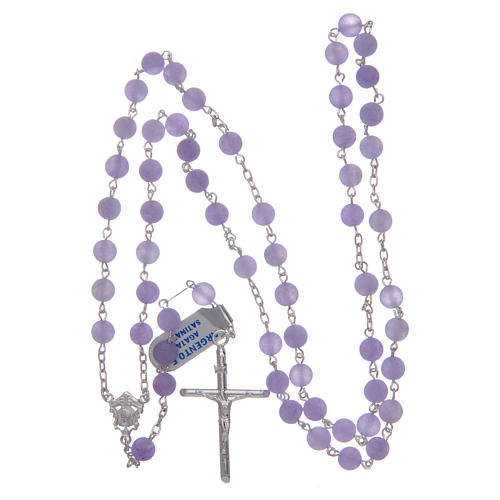 Silver rosary with matte purple agate beads, 6 mm 4