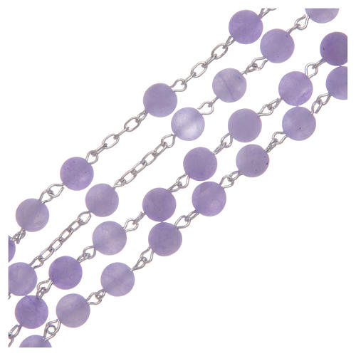 Silver rosary with matte purple agate beads, 6 mm 3
