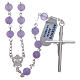 Silver rosary with matte purple agate beads, 6 mm s2