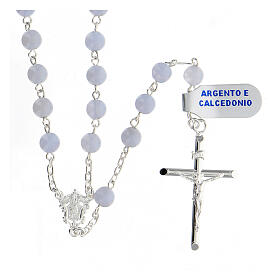 Rosary in 925 sterling silver and chalcedony, 6 mm