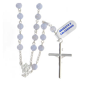 Rosary in 925 sterling silver and chalcedony, 6 mm