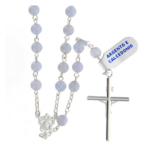 Rosary in 925 sterling silver and chalcedony, 6 mm 2