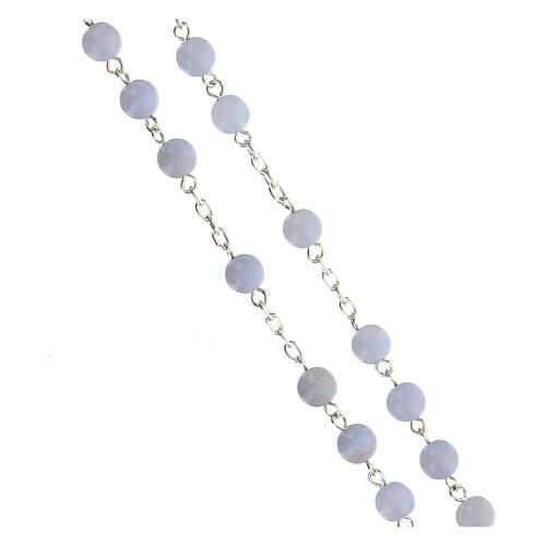Rosary in 925 sterling silver and chalcedony, 6 mm 3