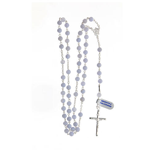 Rosary in 925 sterling silver and chalcedony, 6 mm 4