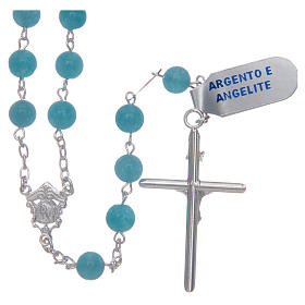 Rosary in 925 sterling silver and angelite, 9 mm