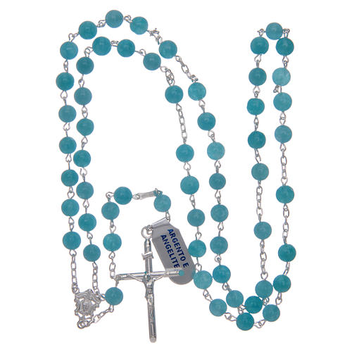 Rosary in 925 sterling silver and angelite, 9 mm 4