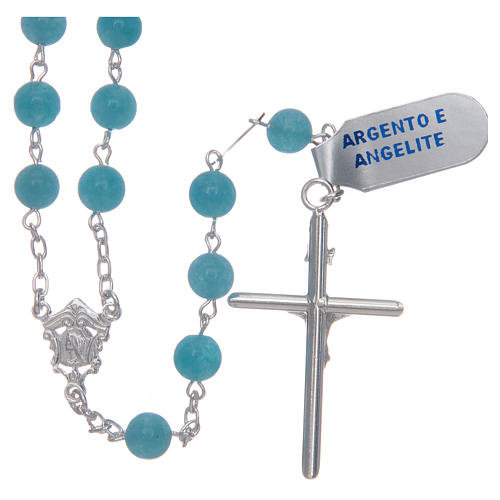 Rosary in 925 sterling silver and angelite, 9 mm 2