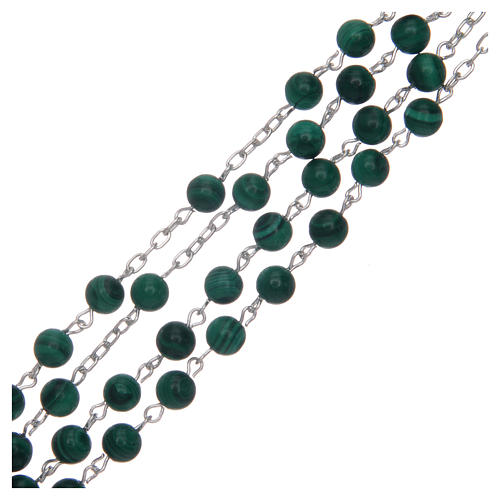 Rosary in 925 sterling silver and malachite, 6 mm 3