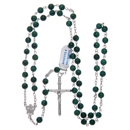 Rosary in 925 sterling silver and malachite, 6 mm 4