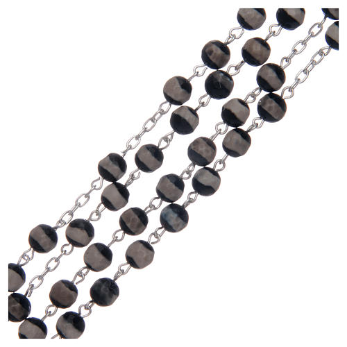 Rosary in 925 sterling silver and hexagonal grains in tibetan agate 3