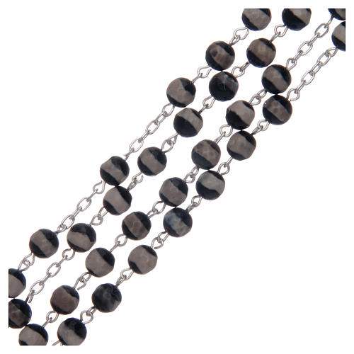 Rosario argento 925 grani esagonali agata tibetana 6 mm 3