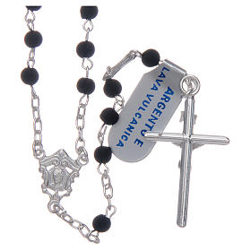 Rosary in 925 sterling silver and vulcanic lava 4 mm