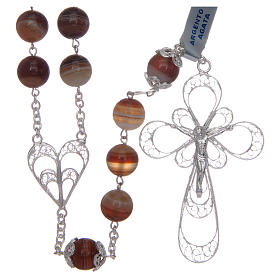 Rosary in 800 sterling silver filigree and agate 11 mm