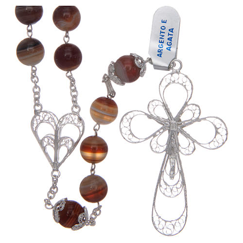 Rosary in 800 sterling silver filigree and agate 11 mm 2