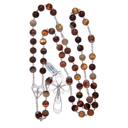 Rosary in 800 sterling silver filigree and agate 11 mm 4