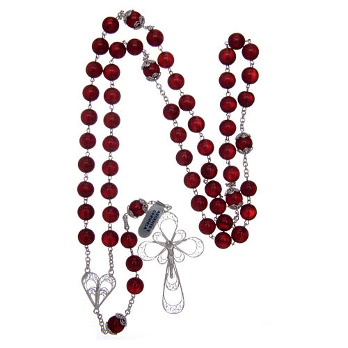 Rosary in 925 sterling silver filigree and carnelian 11 mm 4