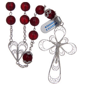 Rosary in 925 sterling silver filigree and carnelian 11 mm