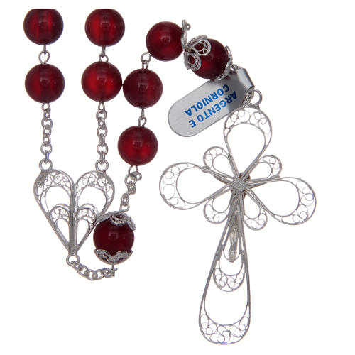 Rosary in 925 sterling silver filigree and carnelian 11 mm 2