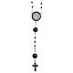 Rosary in 925 sterling silver with black strass beads and zircons on Pater s1