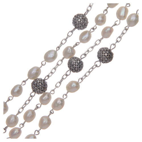 Rosary in 925 sterling silver with white oval river pearls 3