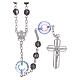 Rosary in 925 sterling silver with black strass beads sized 6 mm and circle pater s1