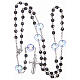Rosary in 925 sterling silver with black strass beads sized 6 mm and circle pater s4