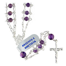 Doble cadena de rosario de plata 925 y amatista 4 mm