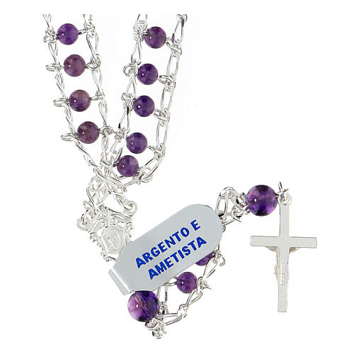 Rosario argento 925 e ametista 4 mm doppia catena 2