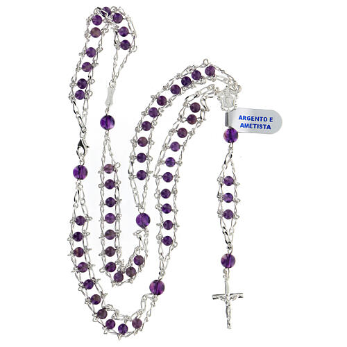 Rosario argento 925 e ametista 4 mm doppia catena 4