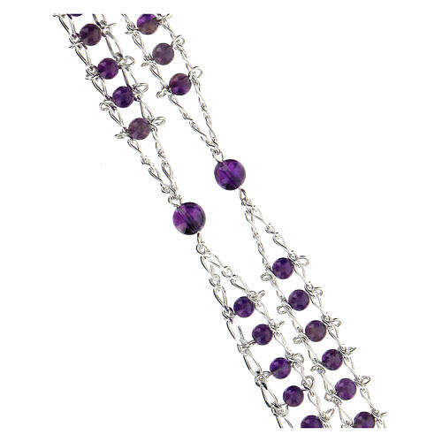 Rosary in 925 sterling silver and amethyst 4 mm with double chain 3
