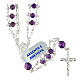 Rosary in 925 sterling silver and amethyst 4 mm with double chain s1