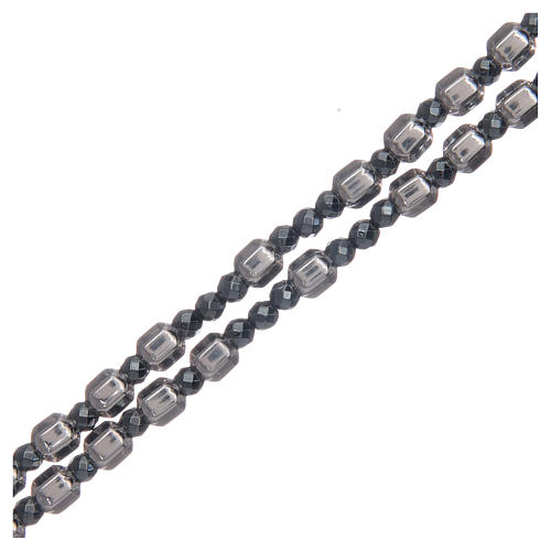 Rosenkranz Kette Silber 925 sechseckigen Perlen 5mm 3
