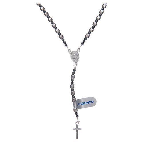 Rosary in 925 sterling silver with hexagonal grains 5 mm 1
