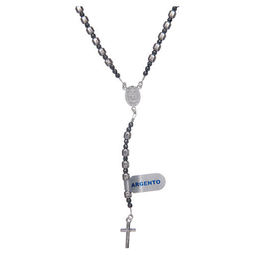 Rosary in 925 sterling silver with hexagonal grains 5 mm 2