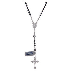 Rosary in 925 sterling silver and black crystal 3 mm