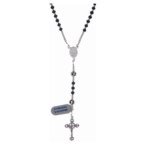 Rosary in 925 sterling silver and black crystal 3 mm 2